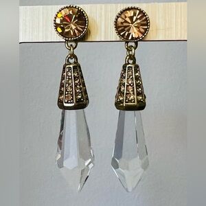 Heidi Daus PIERCED 🆕Chandelier Topaz Color Swarovski Crystals drop earrings